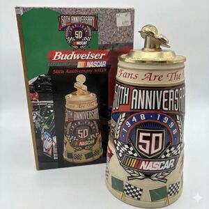 NASCAR Budweiser 50th Anniversary Stein 1948-1998 With Box & COA